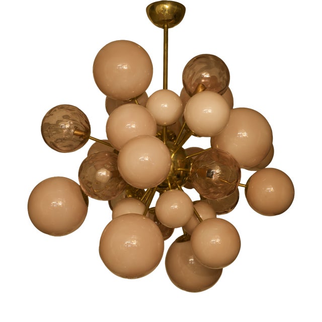 Mid-Century Pastel Pink Murano Glass Sputnik Chandelier, 2000 For Sale