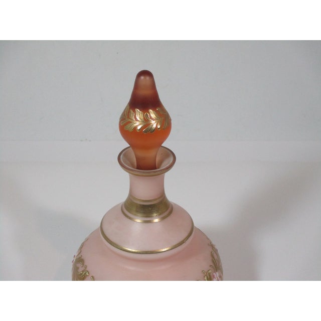 French 1950s Blush Pink Satin Glass Decanters - a Pair For Sale - Image 3 of 7