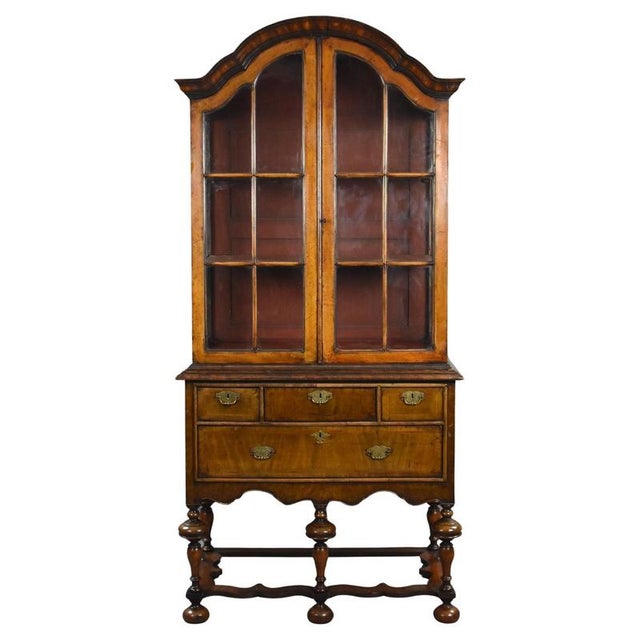 Antique Queen Anne Style Walnut Cabinet on Stand, 1900 For Sale - Image 15 of 15