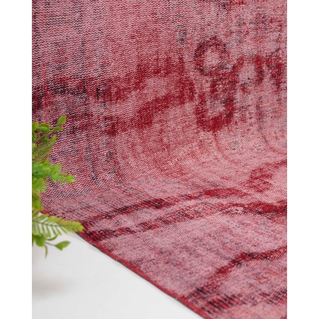 Textile 1970s Vintage Turkish Oushak Handmade Wool Cotton Red Area Rug For Sale - Image 7 of 11