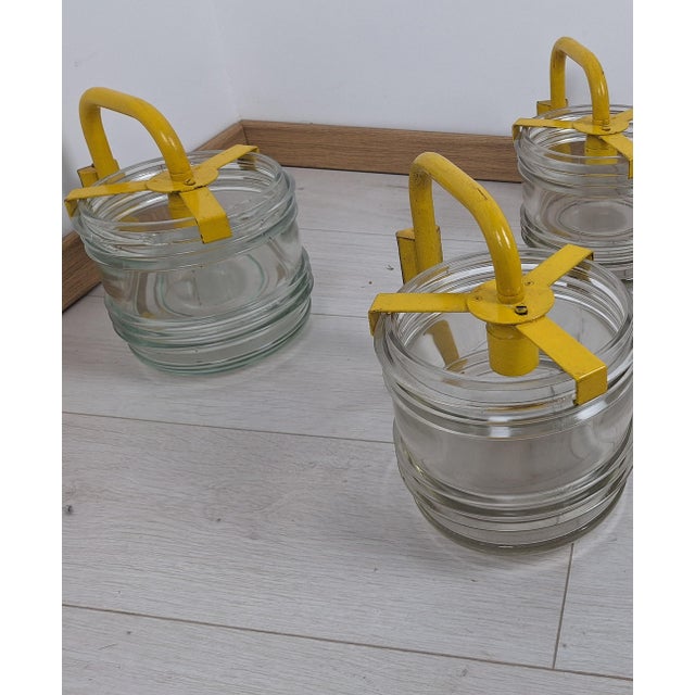 Mid-Century Modern Wall Lamps in Yellow Lacquered Aluminum with Fresnel Glass, 1960s, Set of 2 For Sale - Image 3 of 7