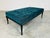 Wood t.h. Robsjohn-Gibbings Teal Blue Velvet Sabre Leg Bench by John Widdicomb For Sale - Image 7 of 10