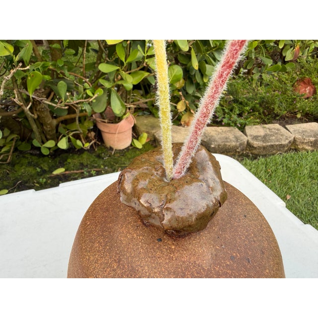Organic Mixed Media Studio Pottery Decor Sculpture With Faux Fiddlehead Ferns For Sale In Naples, FL - Image 6 of 12