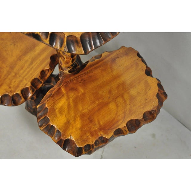 Vintage Mid Century Modern Live Edge 3 Tier Walnut Plant Stand Side Table For Sale - Image 10 of 15