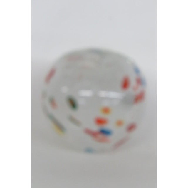 Mid Century Millefiori Art Glass Paperweight White Red Blue Green Orange 5129b For Sale - Image 14 of 14