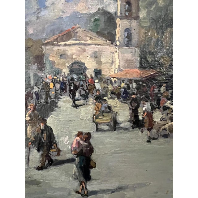 Valter, Busy Market Place, Oil on Canvas & Cardboard, 1890s-1910s, Framed For Sale - Image 4 of 11