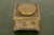 Art Deco Tiffany Studios New York Pine Needle Bronze Doré and Favrile Slag Glass Inkwell For Sale - Image 3 of 12