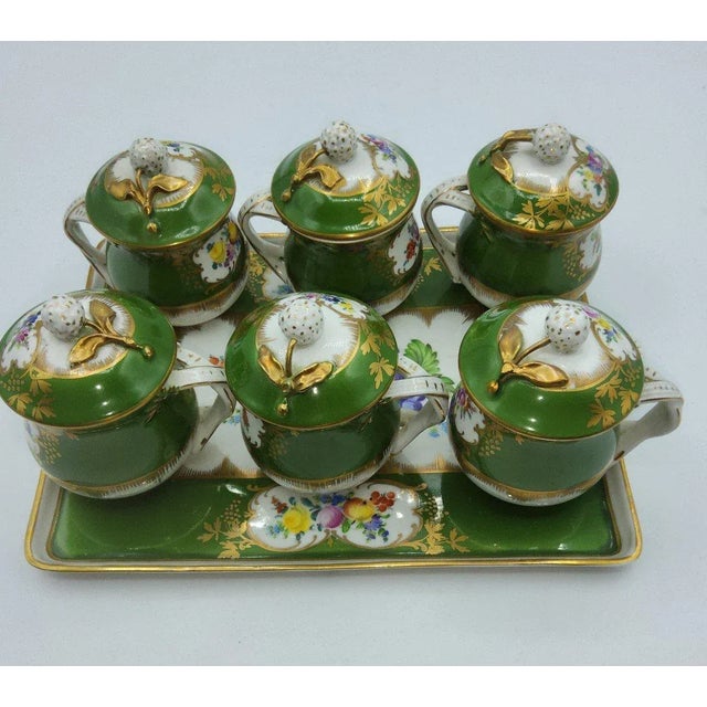 19th Century Porcelain Chocolate Cup Set with Tray, Set of 7 For Sale - Image 3 of 13