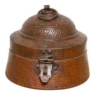 Vintage Hand-Hammered Copper Chapti Box For Sale