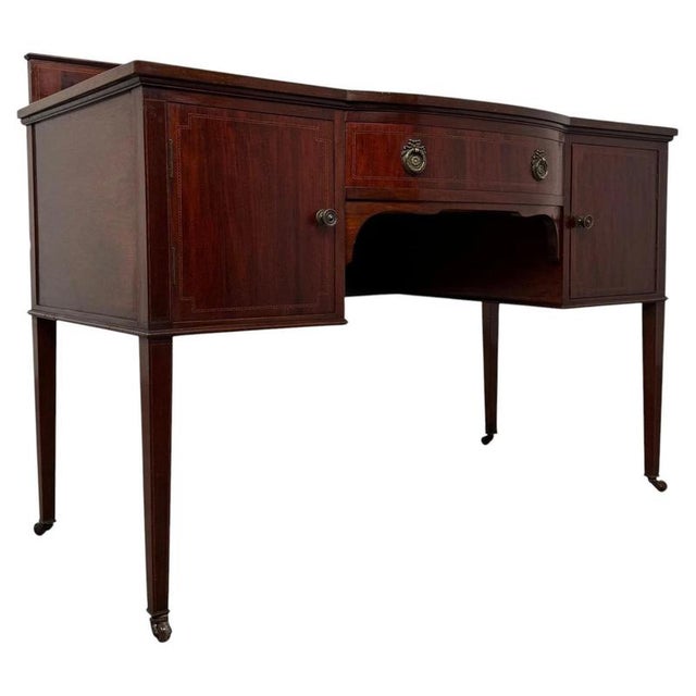 Antique English Edwardian Mahogany Writing Table, 1900s For Sale - Image 6 of 13
