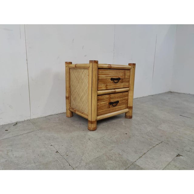 Brown Bamboo Bedside Cabinet, 1970s For Sale - Image 8 of 18