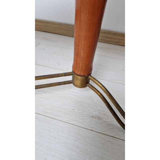 Metal Vintage Coffee Table in Brass and Wood with Marble Top, 1950 For Sale - Image 7 of 12