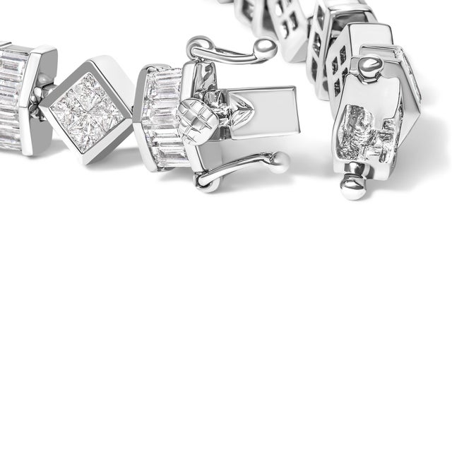 Experience the epitome of modern elegance with this stunning 14K white gold bracelet, radiantly plated in rhodium for...