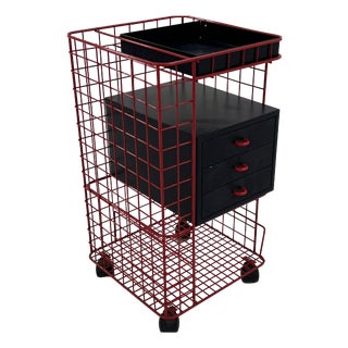Wire Chest of Drawers on Wheels, 1980s For Sale