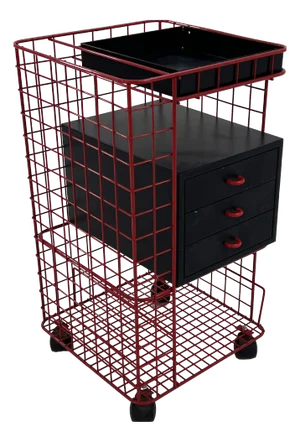 Wire Chest of Drawers on Wheels, 1980s