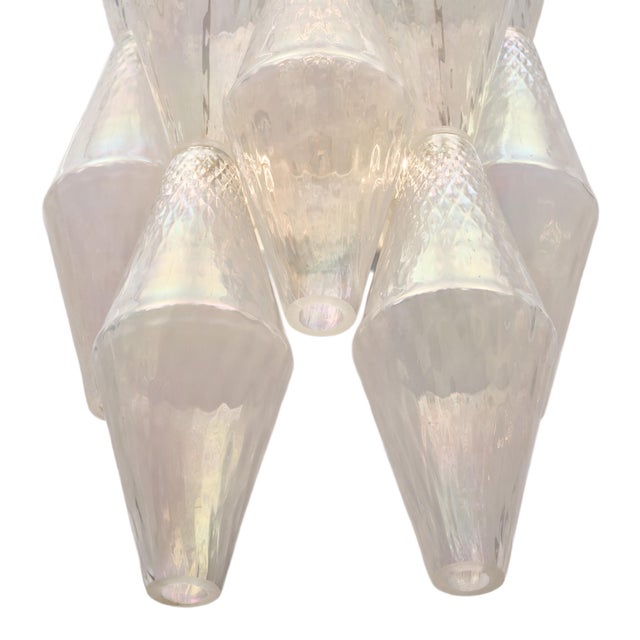 Glass Iridescent Venetian Glass Sconces, Polyhedral, Murano, Italy For Sale - Image 7 of 9