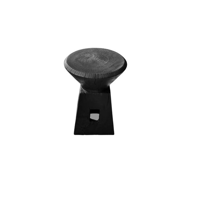 Contemporary Sculptural Side Table, Mango Wood, Modern Organic, Burnt Finish For Sale - Image 3 of 6