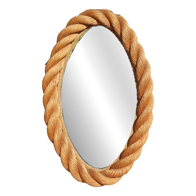 Vintage Oval Rope Mirror from Audoux & Minet, 1950 For Sale