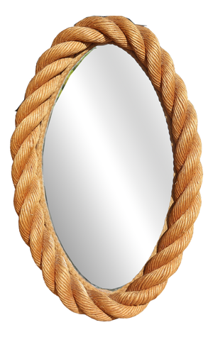 Vintage Oval Rope Mirror from Audoux & Minet, 1950
