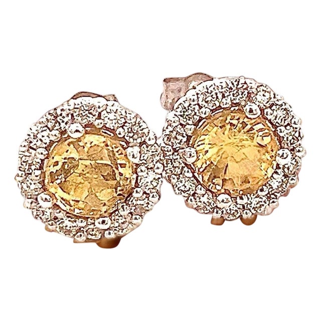 Natural Sapphire Diamond Stud Earrings 14k W Gold 2.84 TCW Certified For Sale