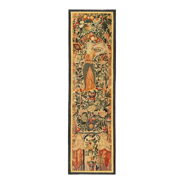 Late 16th Century Brussels Mythological Tapestry Panel, Vertical, Women & Flower For Sale