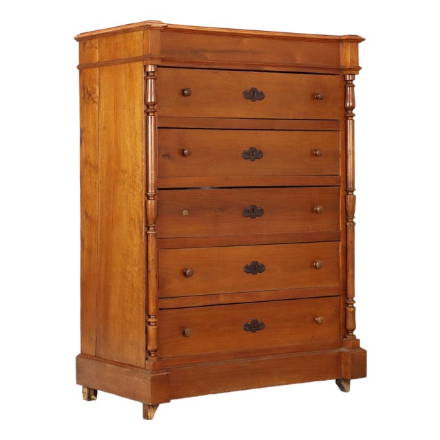 Antique 20th Century Umbertino Chest of Drawers in Walnut For Sale
