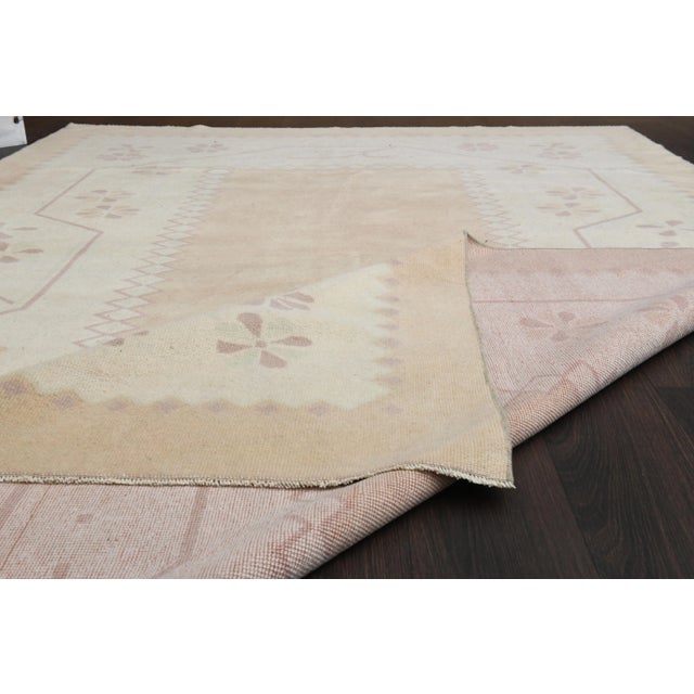 1970s Vintage Turkish Hand-Knotted Wool Cotton Orange Area Rug For Sale In San Francisco - Image 6 of 12