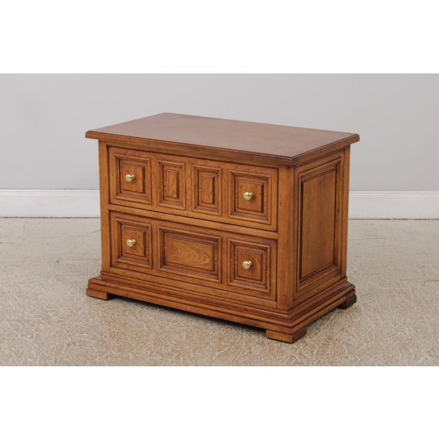 Henredon Pair of Henredon Custom Folio 2 Oak Nightstand Chests For Sale - Image 4 of 16