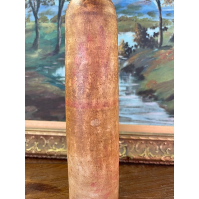 Vintage Japanese Kokeshi Doll With Hand-Painted Floral Detail and Carved Wood Base. For Sale - Image 11 of 11