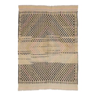 Mid 20th Century Decorative Vintage Embroidered Kilim Rug For Sale