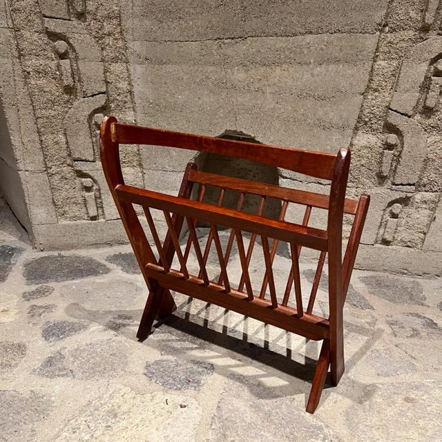 Brown Sculptural Teakwood Magazine Rack Ernest Sohn for Etco Danish Mid-Century Modern For Sale - Image 8 of 8