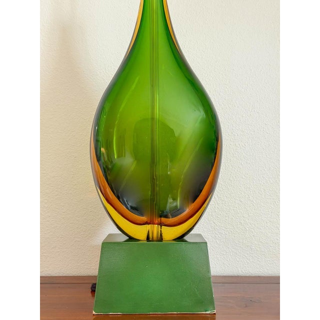 Flavio Poli Murano “Sommerso” Glass Lamp for Seguso Vetri d'Arte, ca. 1955. Beautiful emerald green and amber glass in...