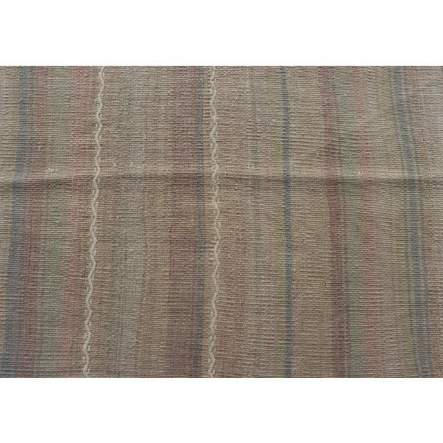 Vintage Turkish Kilim With Soft Pastel Stripes in Sage, Blush, and Sky Blue For Sale In Atlanta - Image 6 of 10