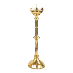 Early 20th Century Tall Gilt Brass European Gothic Revival Pricket Candlestick