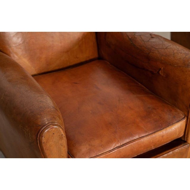 English Tan Leather Club Armchairs, 1920, Set of 2 For Sale - Image 13 of 17