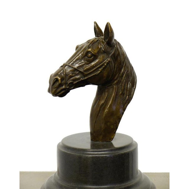 Art Deco Dark Bronze Horse Head Sculpture For Sale - Image 4 of 6