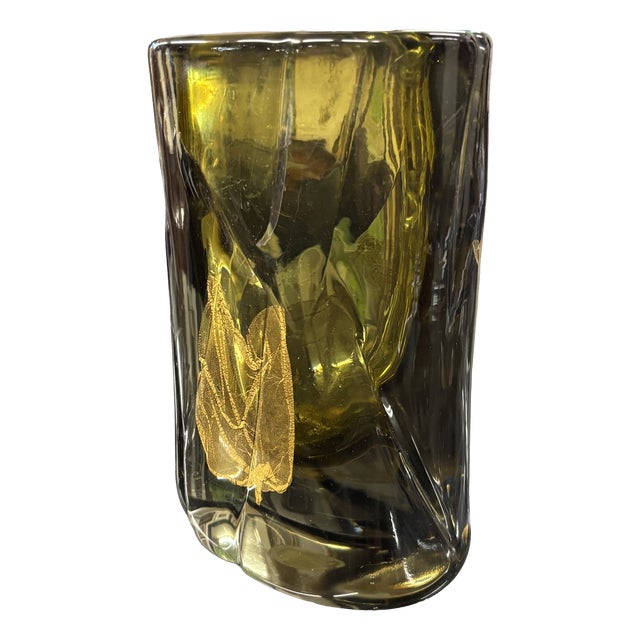 Amber and Gilt Murano Glass Vase from Salviati Murano, Venice, Italy, 1920 For Sale