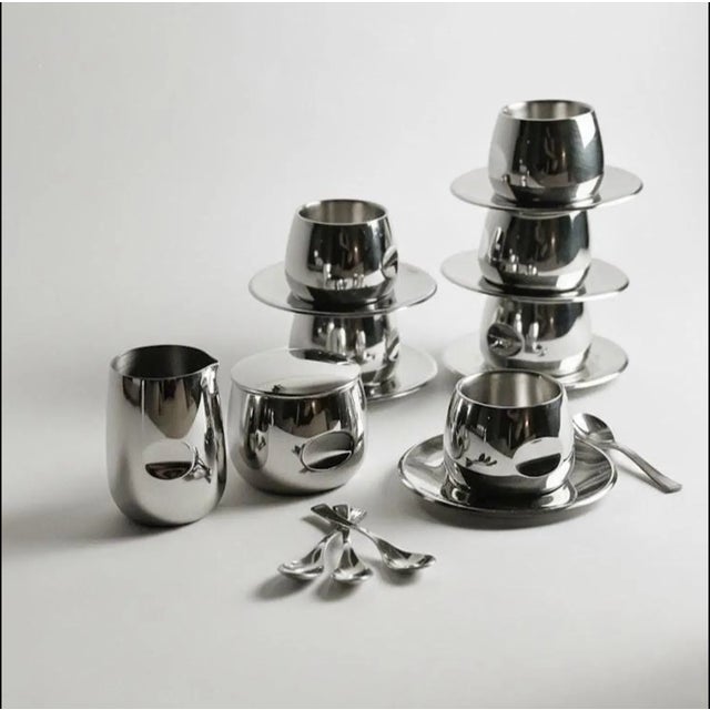 Italian Stainless Steel Espresso Set by AMC Art Design, 1980, Set of 20 For Sale - Image 7 of 7