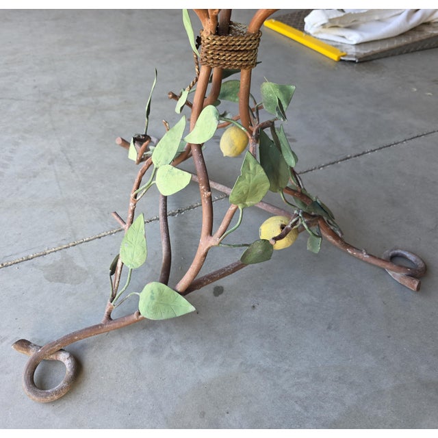 Vintage Mid Century Gueridon Glass Top Tole Lemon Citrus Table For Sale - Image 9 of 12