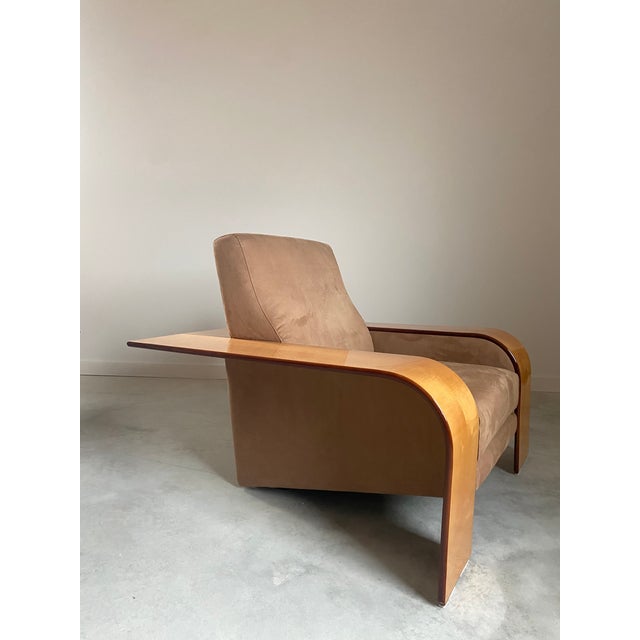 Postmodern Lounge Chairs by Artedi, Maple Wood & Velvet, 1980s For Sale - Image 13 of 16