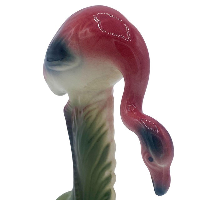 Pair of Mid 20th Century Matching Miniature Pink Flamingo Ceramic Tabletop Figure Statues For Sale - Image 10 of 13