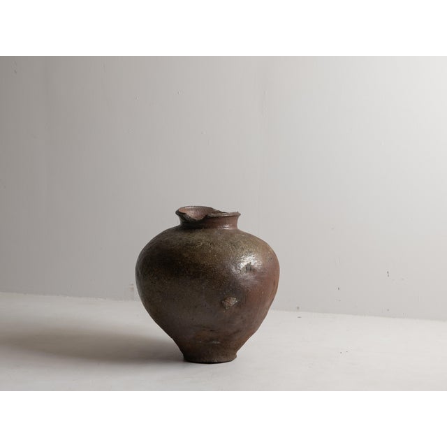 Japanese Antique Pottery Jar 17th-18th Century/ Wabi-Sabi /Tokoname For Sale - Image 9 of 15