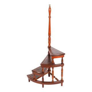 Vintage Mahogany Spiral Library Steps, 1980s For Sale