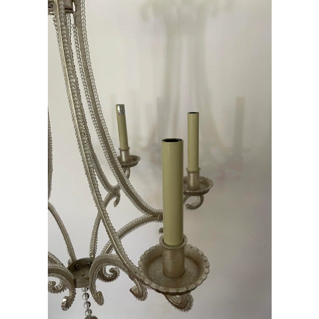 2010s Chapman & Myers for Visual Comfort Signature Oslo Small Chandelier in Burnished Silver Leaf With Crystal For Sale - Image 5 of 9