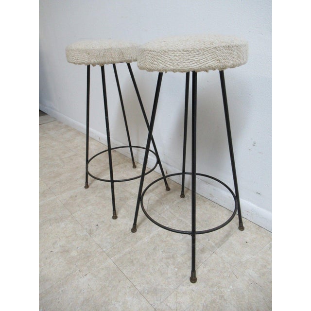 1950s Pair of Mid Century Hair Pin Swivel Bar Counter Stools Chairs B For Sale - Image 5 of 11