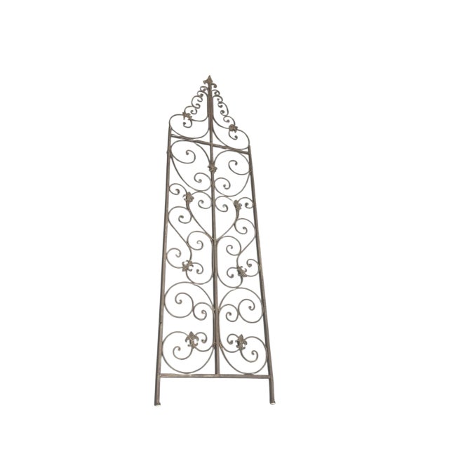 Vintage Hand-Forged Cast Iron Scrollwork Wall Trellis & Architectural Panel With Fleur-De-Lis Accents For Sale - Image 4 of 12