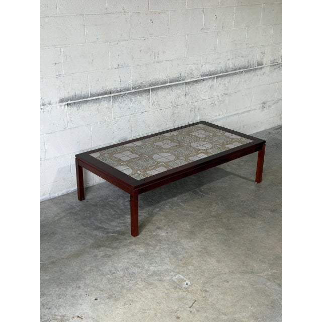 Wood Rosewood Rectangular Coffee Table With Ceramic Tile Top Vintage Mid-Century Modern 1960s For Sale - Image 7 of 10