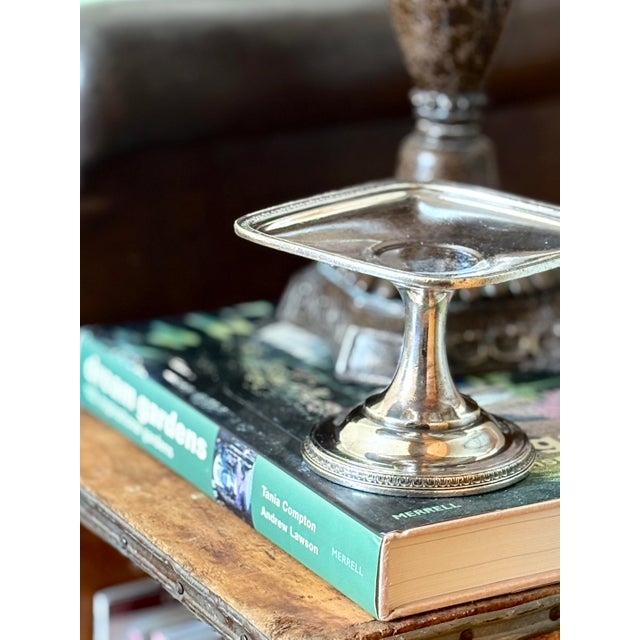 Mid-Century Modern 1940s Hotel Silver Plate Rare Platter Pedestal Candy Dish, “The Roosevelt Nyc” For Sale - Image 3 of 11
