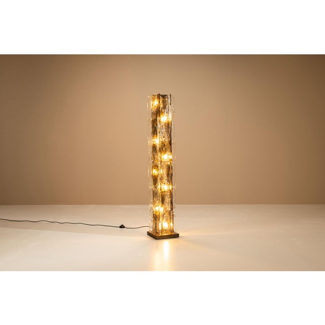 LT 379 Floor Lamp in Crystal and Tobacco by Carlo Nason for Mazzega, Italy, 1970s For Sale - Image 6 of 17