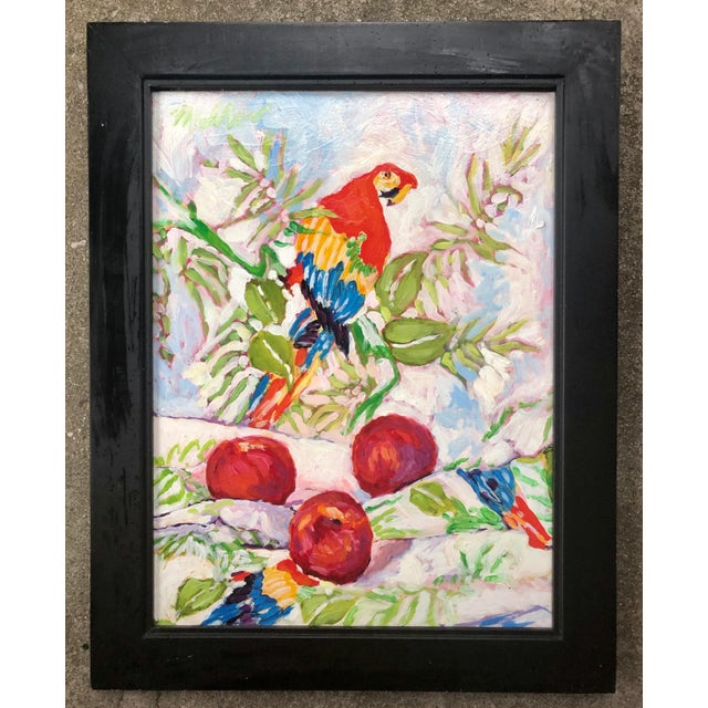 Parrot and Fruit Still Life Oil Painting For Sale - Image 12 of 12